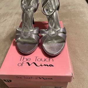 Ladies silver rhinestone heels